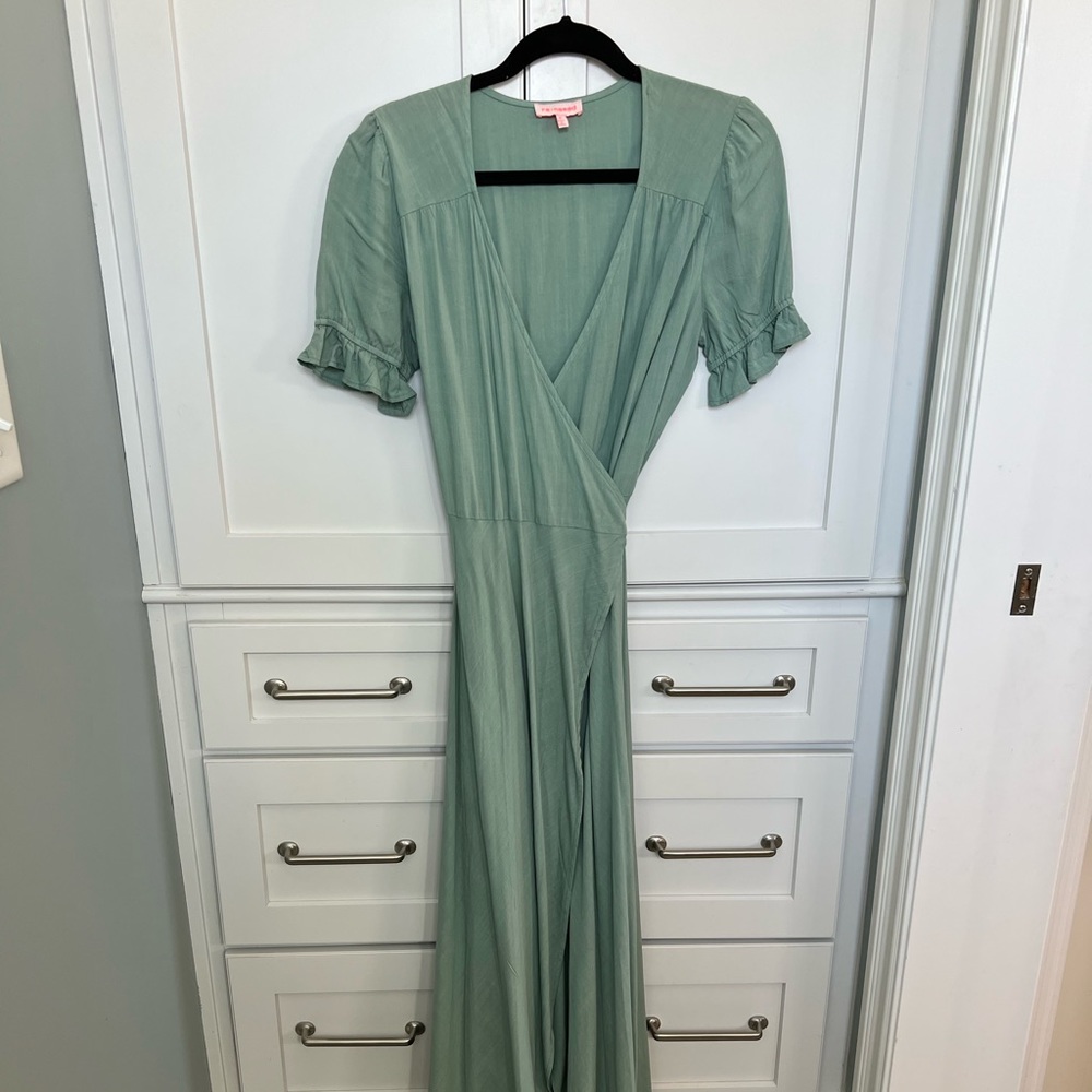 Sage green wrap dress